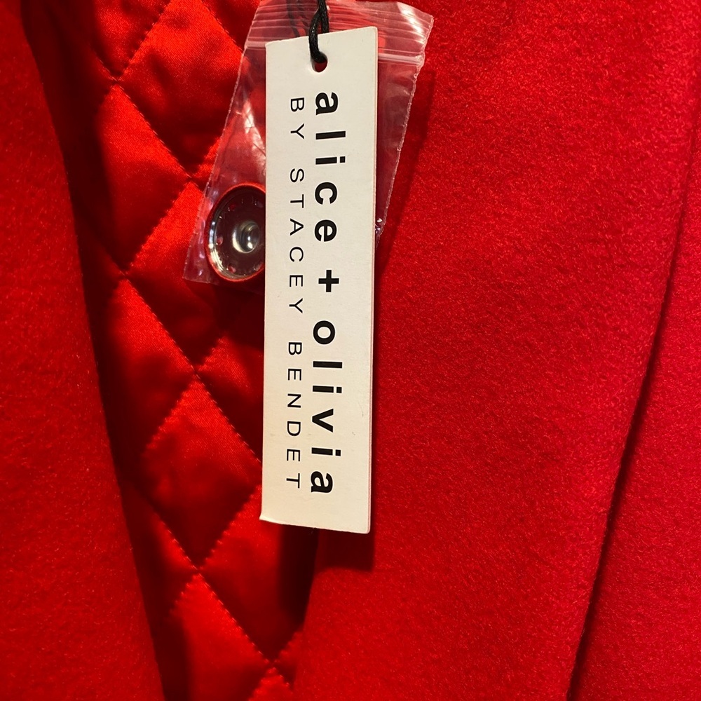 Alice + Olivia Red Wool Double Lapel Coat XS NWT Luxury Designer Statement - Picture 11 of 12